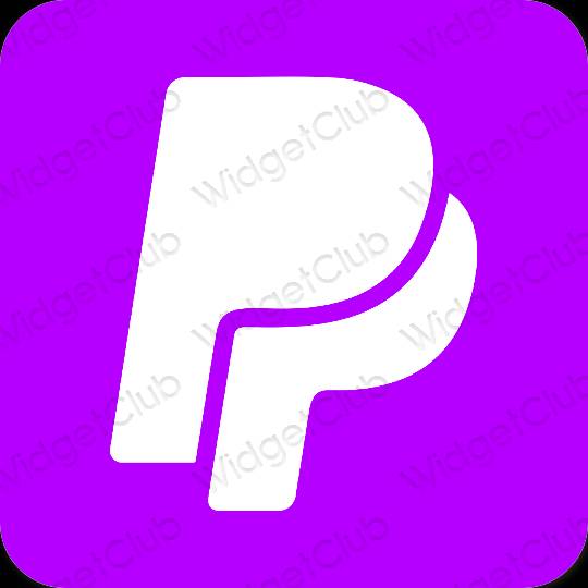 Estético Rosa neon Paypal ícones de aplicativos
