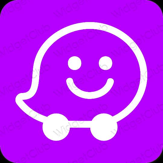 Æstetisk neon pink Waze app ikoner