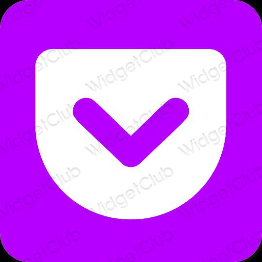Esztétika lila Pocket alkalmazás ikonok