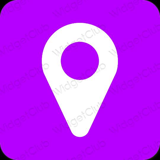 эстетический неоновый розовый Google Map значки приложений