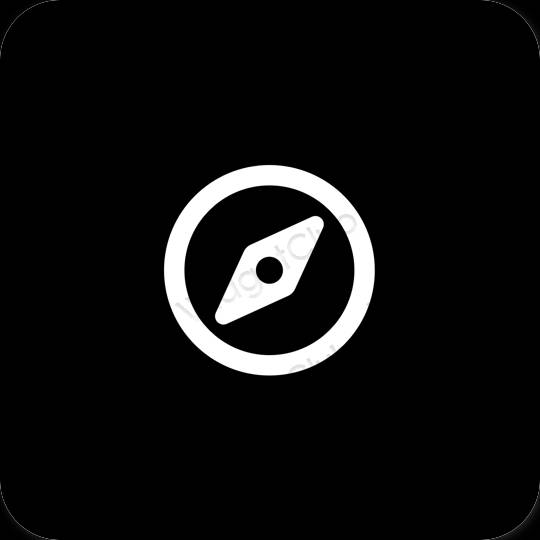 Estetický Černá Safari ikony aplikací