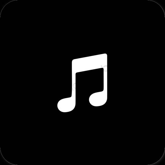 Естетичен черен Apple Music икони на приложения