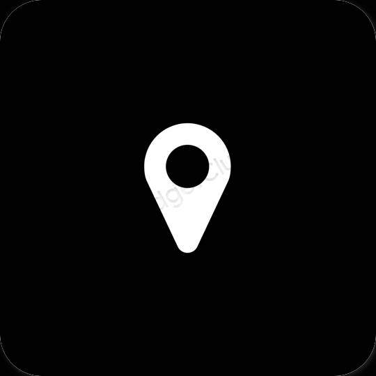 Estético Preto Google Map ícones de aplicativos