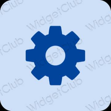 Estético azul pastel Settings ícones de aplicativos