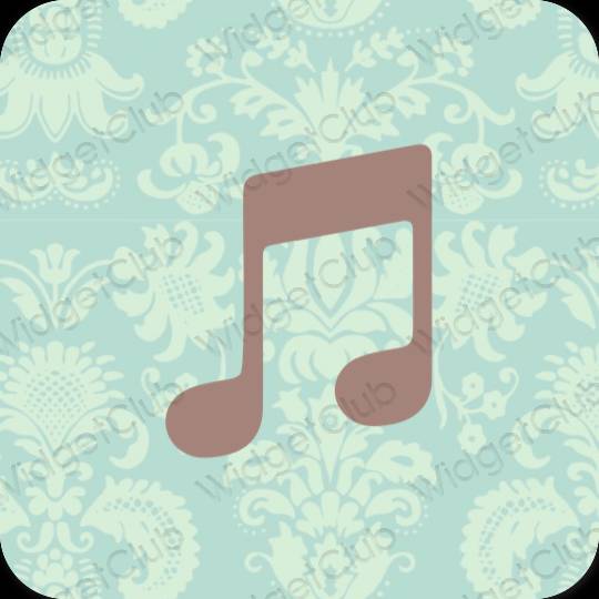 Αισθητικός παστέλ μπλε Music εικονίδια εφαρμογών