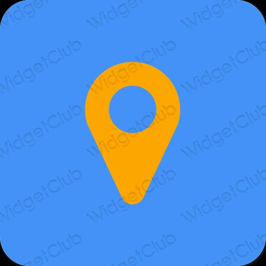 Estetický modrý Map ikony aplikací