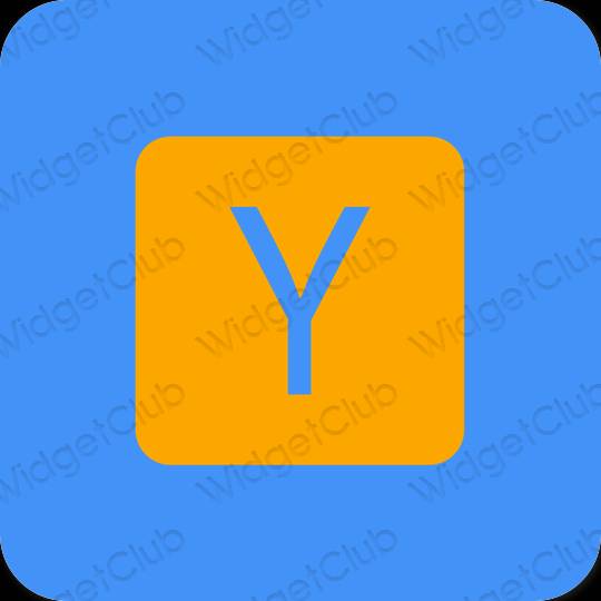 Estetisk neonblå Yahoo! app ikoner