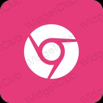 Estético Rosa neon Chrome ícones de aplicativos
