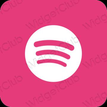 Естетичен неоново розово Spotify икони на приложения