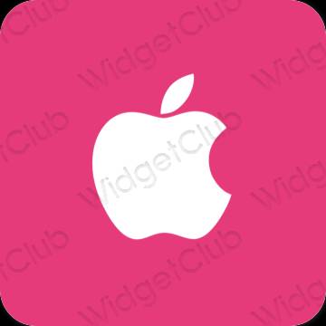 Estetis neon merah muda Apple Store ikon aplikasi