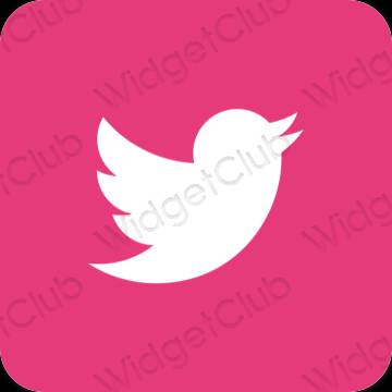 Estetické neónovo ružové Twitter ikony aplikácií