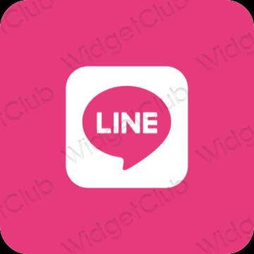 Естетски неон пинк LINE иконе апликација