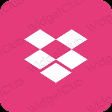 Esthétique rose néon Dropbox icônes d'application