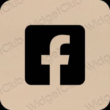 审美的 浅褐色的 Facebook 应用程序图标