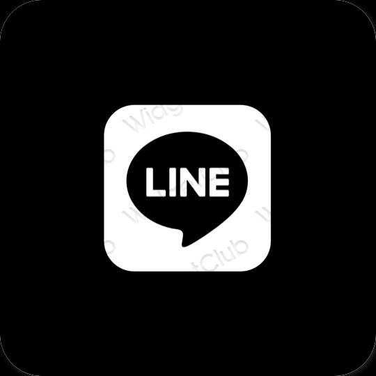 Естетичний чорний LINE значки програм