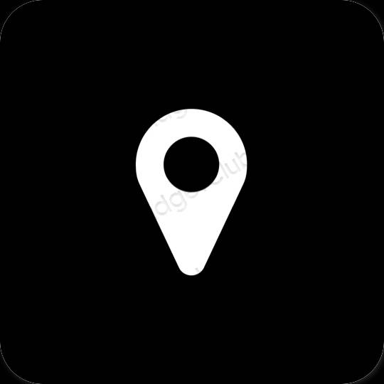 Estetski crno Map ikone aplikacija