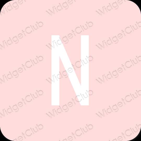 Estetik merah jambu pastel Netflix ikon aplikasi