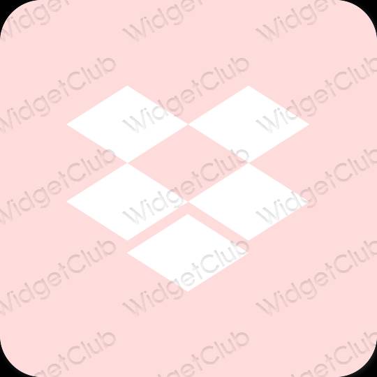 Estetis merah muda pastel Dropbox ikon aplikasi