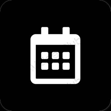 Естетски црн Calendar иконе апликација