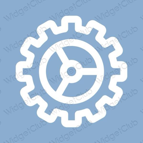 Esthétique bleu pastel Settings icônes d'application