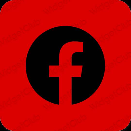 Esztétika piros Facebook alkalmazás ikonok