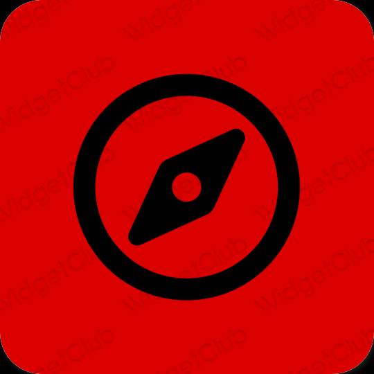 Estetsko rdeča Safari ikone aplikacij