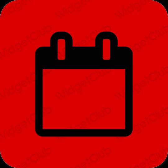 Estetický Červené Calendar ikony aplikací