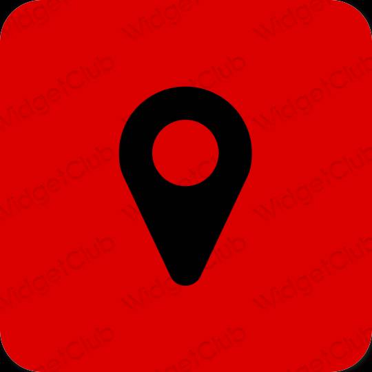 Estetický Červené Map ikony aplikací