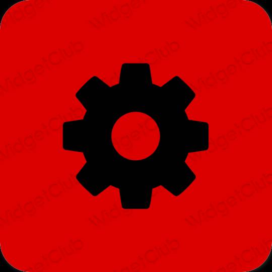 Esteetiline punane Settings rakenduste ikoonid