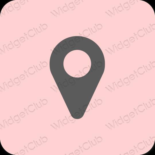 Esztétika rózsaszín Map alkalmazás ikonok