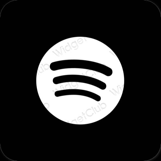 Estetické čierna Spotify ikony aplikácií