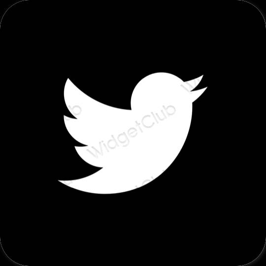 Естетичний чорний Twitter значки програм