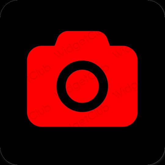 Esztétika piros Camera alkalmazás ikonok