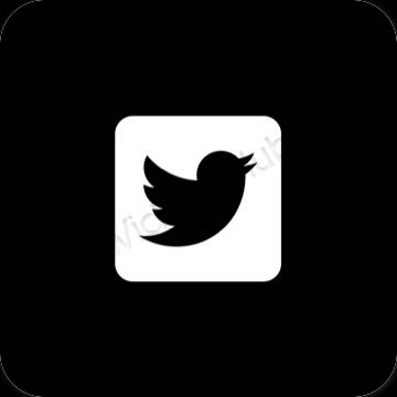 Esthétique noir Twitter icônes d'application