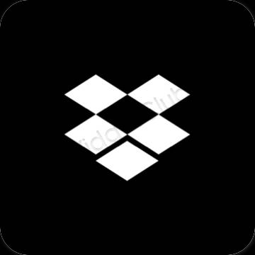 Estetsko Črna Dropbox ikone aplikacij