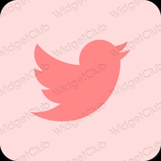 Estetinis pastelinė rožinė Twitter programėlių piktogramos