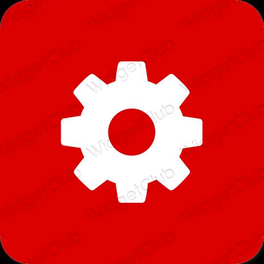 Естетски црвена Settings иконе апликација