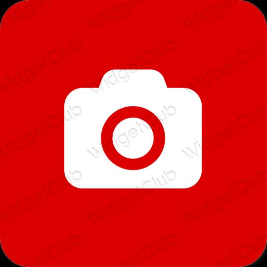Thẩm mỹ màu đỏ Camera biểu tượng ứng dụng