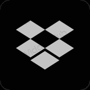جمالي أسود Dropbox أيقونات التطبيق