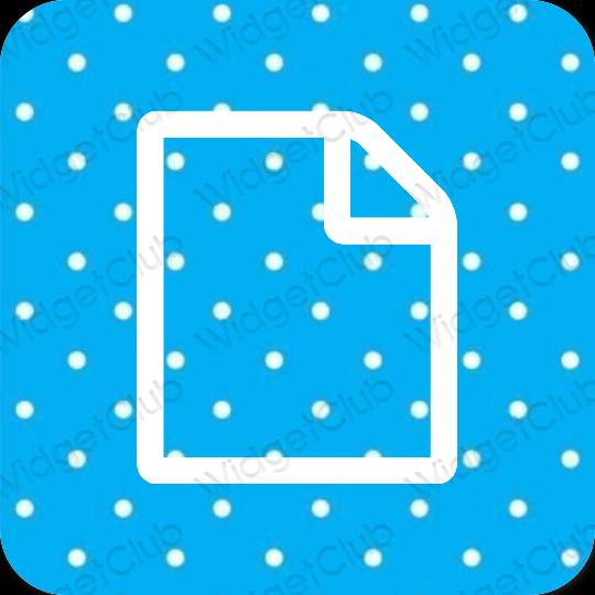 Estetické neónová modrá Files ikony aplikácií