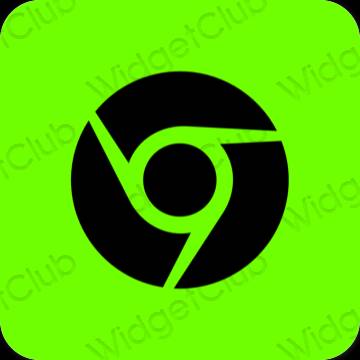 Aesthetic green Chrome app icons