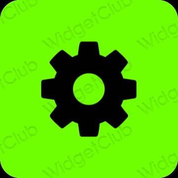 Estetik hijau Settings ikon aplikasi