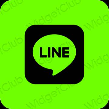 Esztétika zöld LINE alkalmazás ikonok