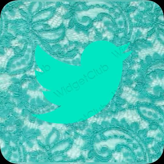 Aesthetic blue Twitter app icons