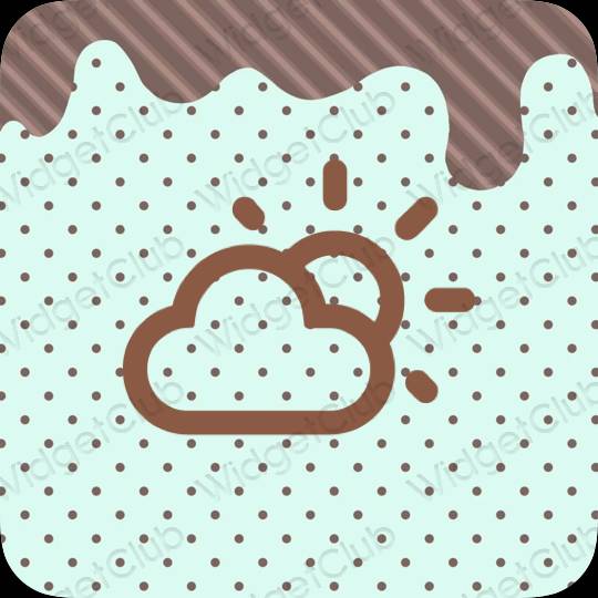 زیبایی شناسی آبی پاستلی Weather آیکون های برنامه
