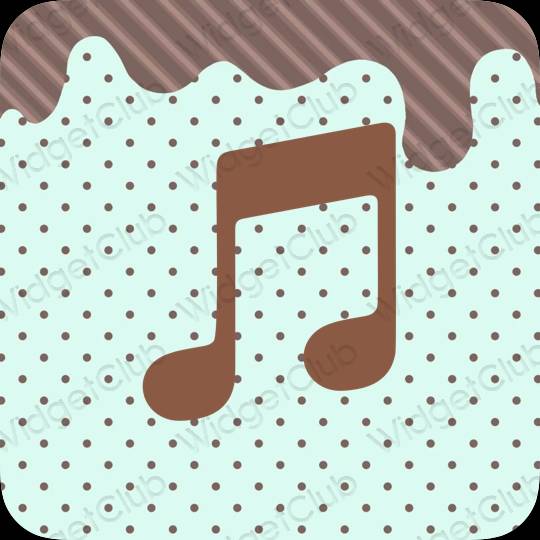 زیبایی شناسی آبی پاستلی Apple Music آیکون های برنامه