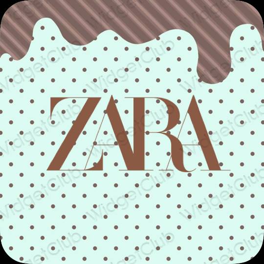 زیبایی شناسی آبی پاستلی ZARA آیکون های برنامه