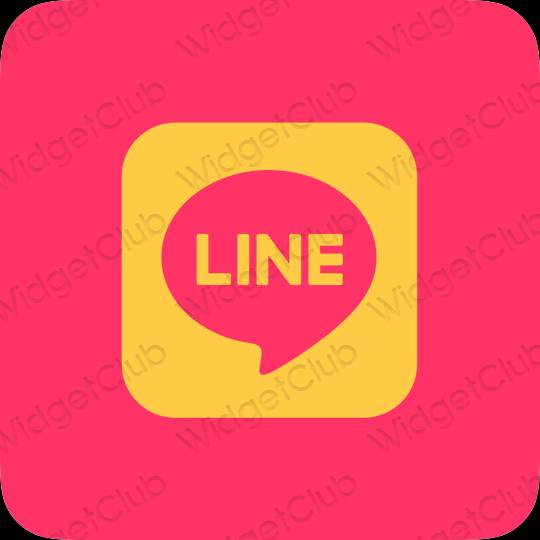 Aesthetic neon pink LINE app icons