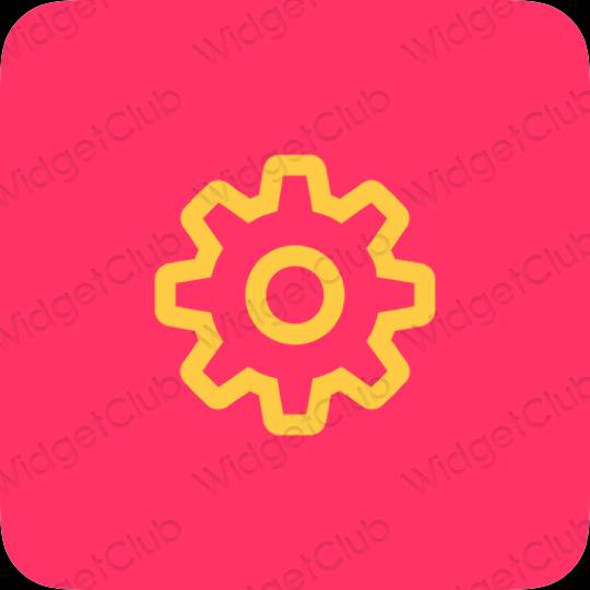 Aesthetic neon pink Settings app icons