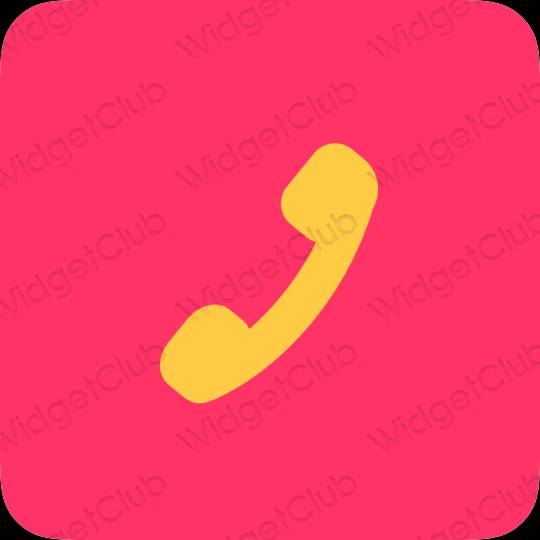 Estetický neonově růžová Phone ikony aplikací